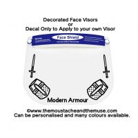 Visor Armour Face Shield Mask Vinyl Decorations ideal for work and play; Re-enactment, RPG, D&D. Vinyl decoration only or decorated face visor