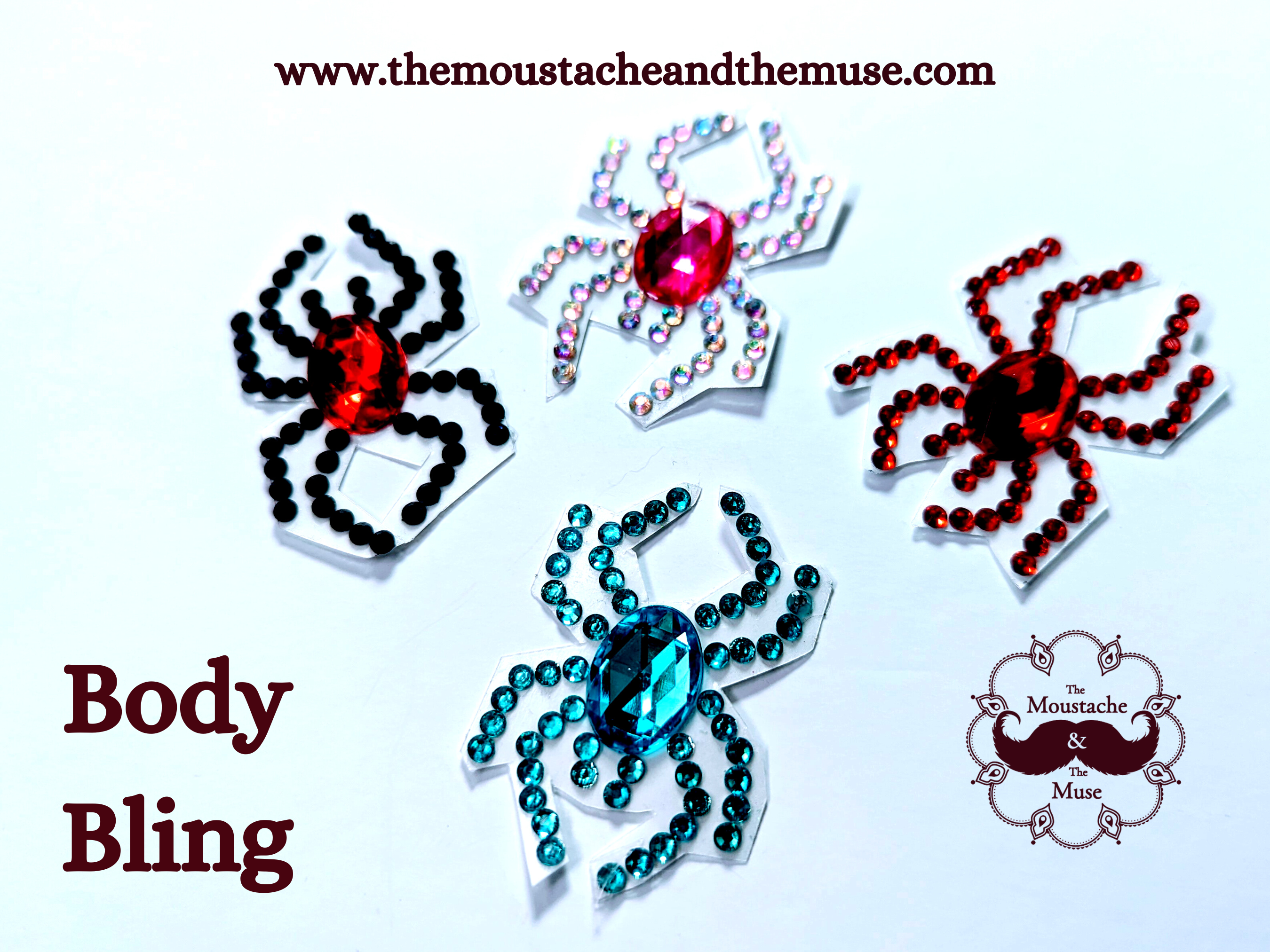 Gem Spiders - Body Bling, Stick on Body Adornment.