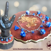 Myotosis Blue/Purple Dice Charm Bracelet, RPG, D&D Bracelet gift