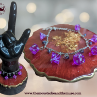 Purple Gem Dice Charm Bracelet, RPG, D&D Bracelet gift