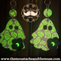 Ghost Earrings, Glow in the Dark, UV activated, Polymer Clay, Handmade, Halloween, Spooky