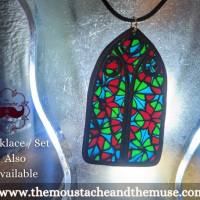 Cathedral Window Necklace, Gothic Window, Stained Glass - Fake, Arched Window, Polymer Clay, Handmade, Halloween, Spooky, Gothic, Macabre (Copy)
