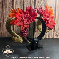 Red Floral Finished Fantasy Rams Horns